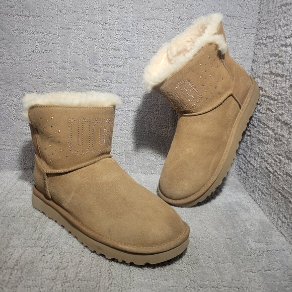 UGG Classic Gem Mini Women's Size 8 US Chestnut Suede Winter Boots 1125911 - Picture 9 of 12